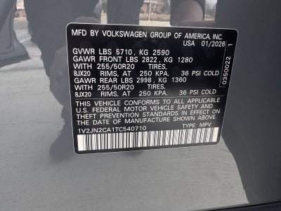 2026 Volkswagen Atlas 2.0T SE W/TECHNOLOGY