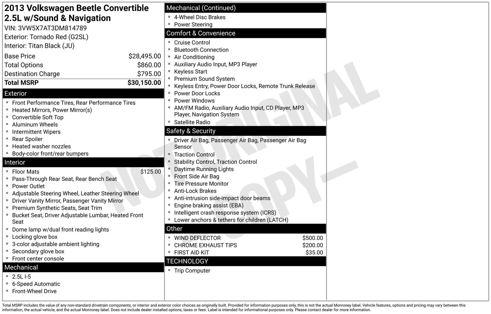 2013 Volkswagen Beetle 2.5L