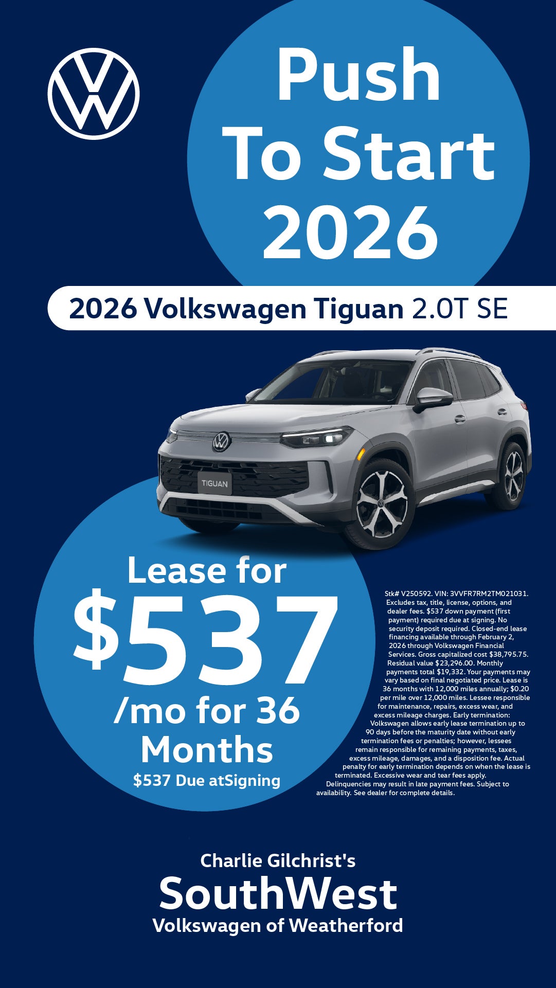 Shop $537/mo Lease Special on 2026 Volkswagen Tiguan!