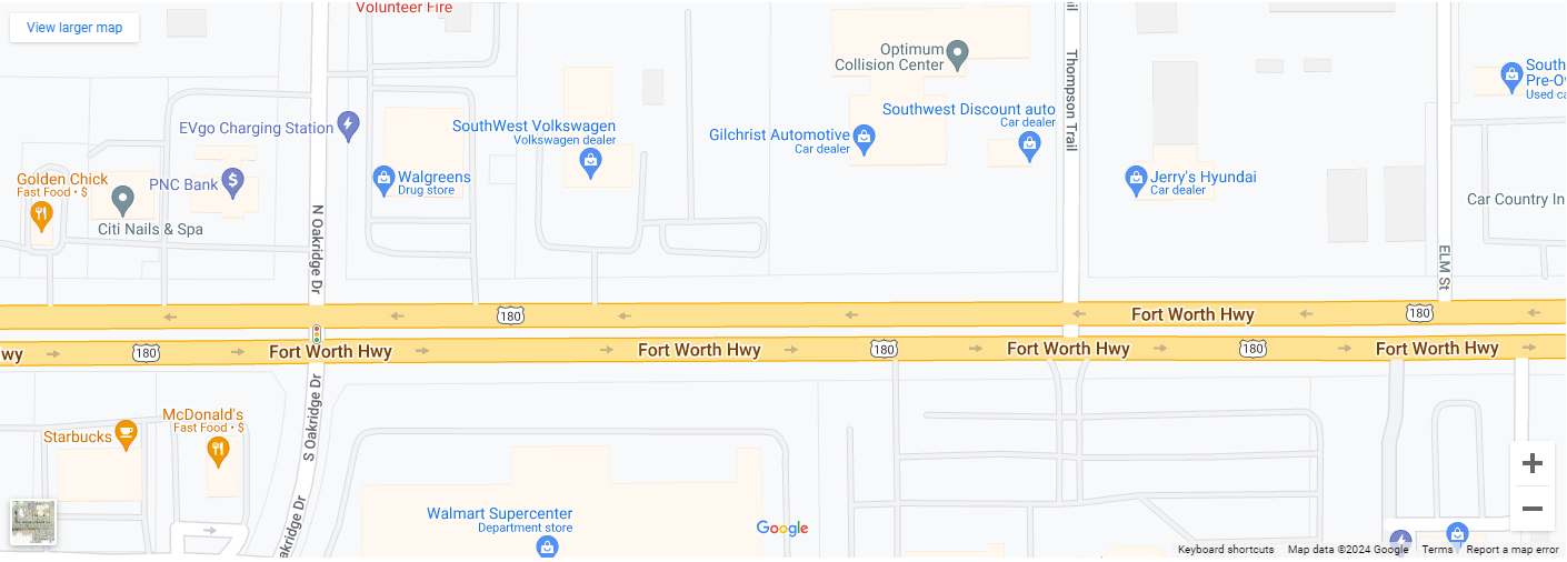 SouthWest Volkswagen Weatherford Map